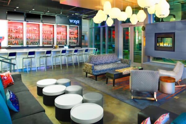 The lounge and bar at the Aloft Raleigh-Durham Airport Brier Creek hotel - Meeting Space For Qigong Awareness Live 15 CUE Workshop