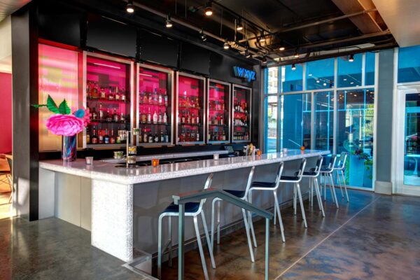 The bar at the Aloft Raleigh-Durham Airport Brier Creek hotel - Meeting Space For Qigong Awareness Live 15 CUE Workshop