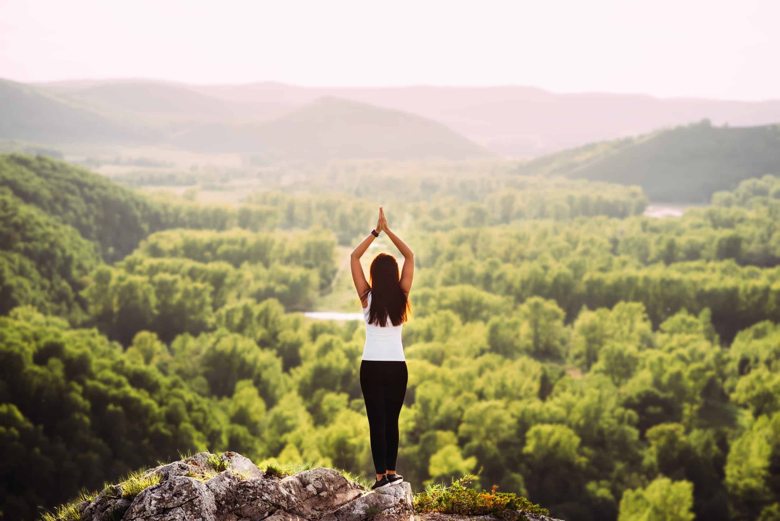 Qigong exercise pose at scenic view